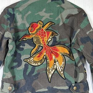 Fair Child Womens Shirt Sz‎ S Little Big Town Camo Goldfish Jacket Snap Up